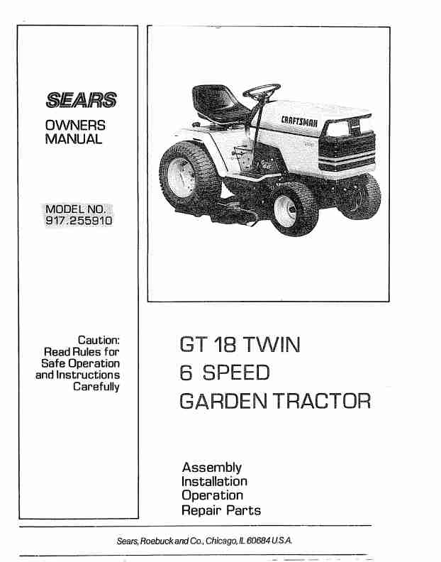 SEARS CRAFTSMAN GT 18 TWIN 917_255910-page_pdf